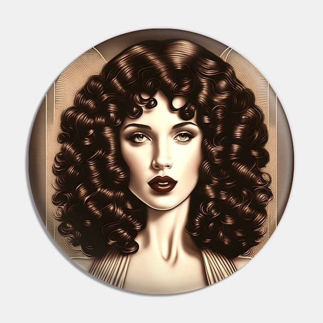 [AI Art] Classic brunette, Art Deco Style Pin by Sissely