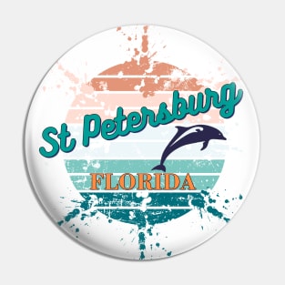 St Petersburg Florida Exploding Retro Vintage Sunset T-Shirt Pin