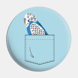 Blue Budgie Parakeet Parrot In Your Front Pocket Pin