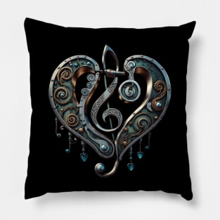 Elegant heart with clef in steampunk style. Pillow