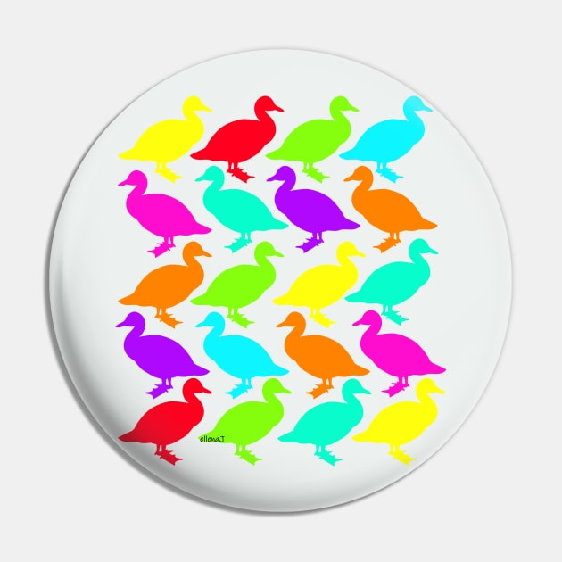 Colourful Geese walking Pin by ellenaJ