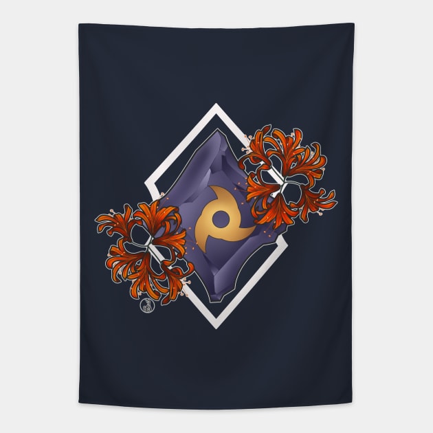 Ninja from FF14 Job Crystal with Flowers T-Shirt Tapestry by SamInJapan