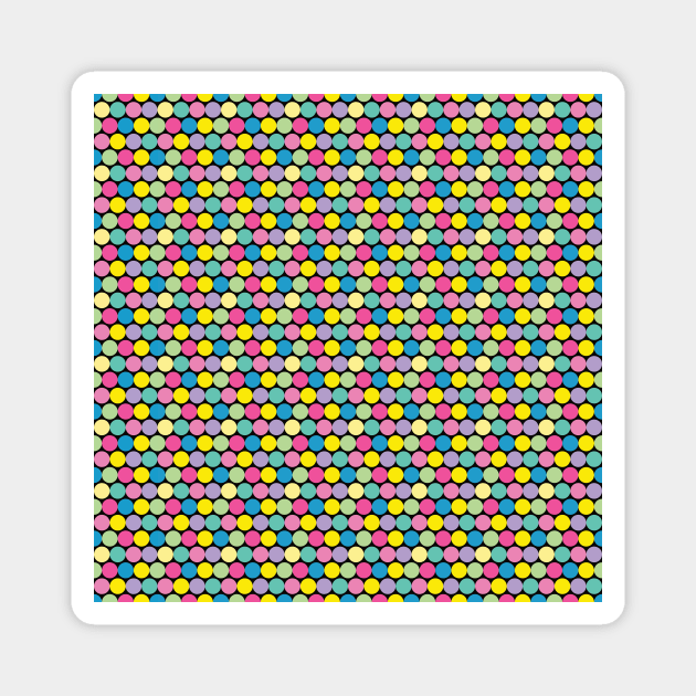 Colorful Pastel Circles Pattern on a Black Background Magnet by CoastalDesignStudios