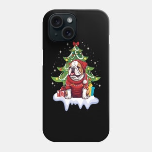 Merry Christmas Tree With Bulldog Dog Phone Case