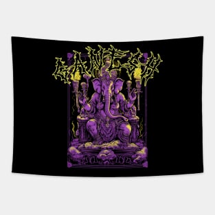 Lord Ganesh Death Metal Style Dark Art Tee: Unholy Resilience Tapestry