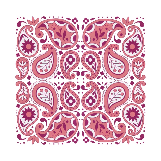 Pink Paisley Abstract Flowers Tear Drops by DeerSpiritStudio