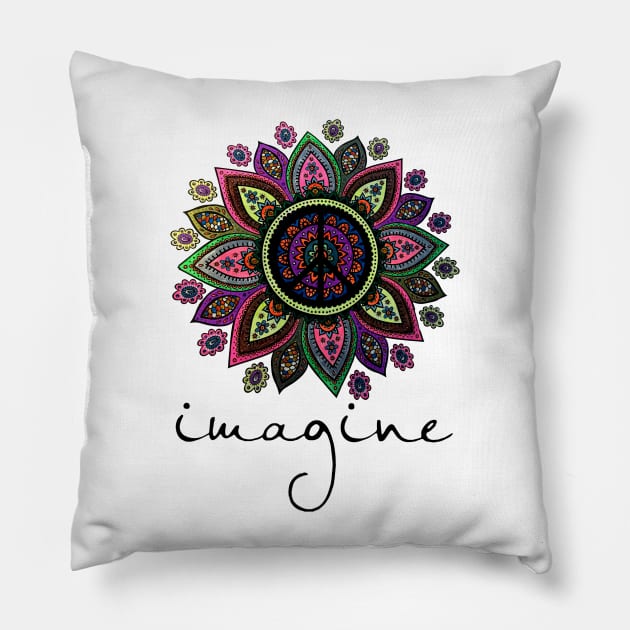 Imagine Hippie Flower Pillow by Raul Caldwell