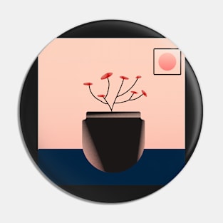 Red flower plant with pot and frame illustration. Pin