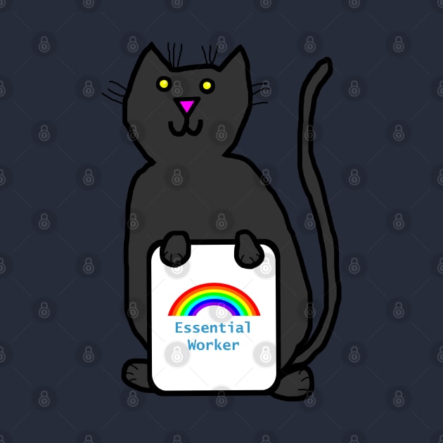 Cute Cat Essential Worker Rainbow by ellenhenryart