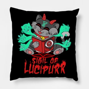 Witchcraft Cute Satanic cat Sigil of Lucipurr Necronomicon Pillow