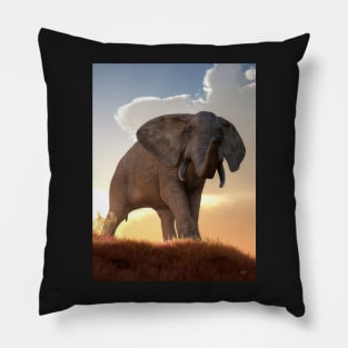 African Elephant at Sunrise Pillow
