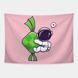 Cute Astronaut With Ketupat Cartoon Tapestry