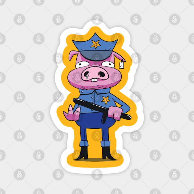 Piggie Cop Magnet by stefko_world