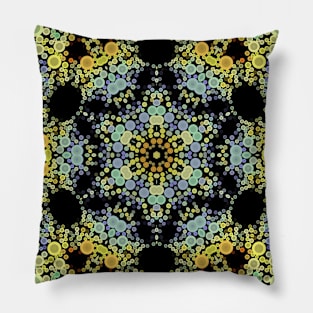 Dot Mandala Flower Yellow Blue and Grey Pillow