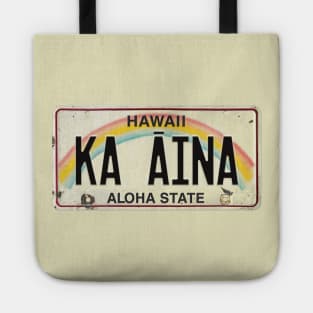 Ka Aina Vintage Hawaii License Plate Tote