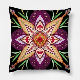 The Orchid Bloom Mandala Design Pillow