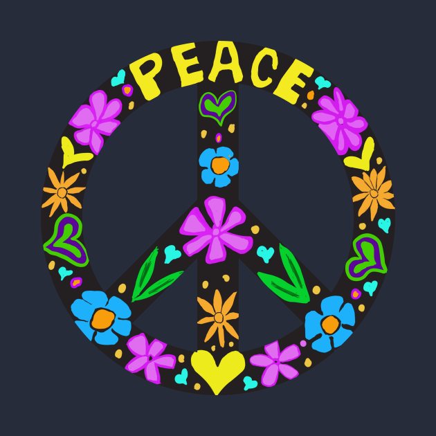 Peace Sign Hearts Flowers Peace Sign T Shirt Teepublic 