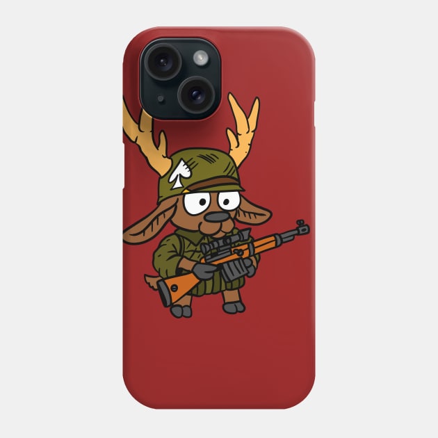 a cute kawaii deer doodle. a ww2 animal soldier. Phone Case by JJadx