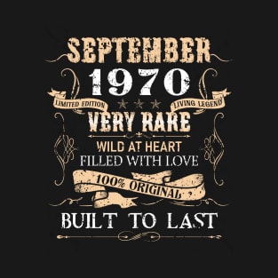 52 Years Old 52nd Birthday Decoration Vintage September 1970 T-Shirt