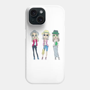 Fashion hipster girls in hats Phone Case