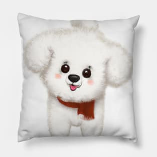 Cute Bichon Frisé Drawing Pillow