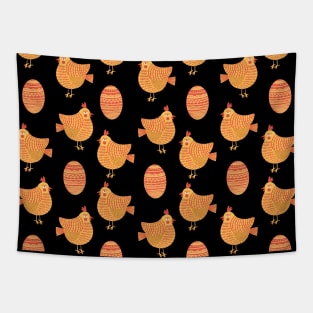 The cute yellow and red chicken and egg pattern, version 4 Tapestry