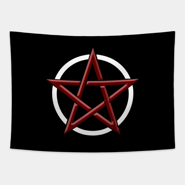 Pentagram - Red and White embossed Tapestry by SOwenDesign