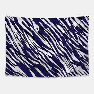 Zebra Print-Retro Modern- Abstract Pattern Square in Black ,White and Blue Tapestry