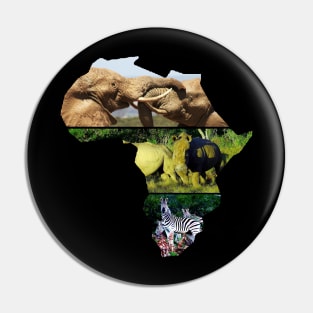 African Wildlife Continent Collage Pin