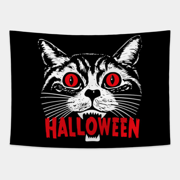 Satanic Cat Spooky Halloween Print Evil Gift For Cat Lover Black