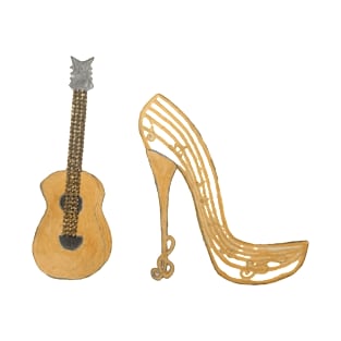 Musical shoe and glitzy guitar T-Shirt