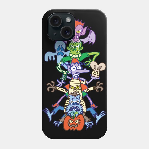 Terrifying totem formed by the most famous Halloween monsters Phone Case by zooco