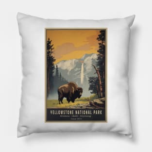 Yellowstone National Park Vintage Poster Pillow