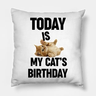 Today Is My Cat's Birthday Funny Cute Cat Saying Pillow