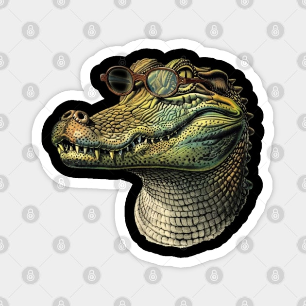 Gator Geek: The Wise-Guy Reptilian Tee Magnet by Carnets de Turig