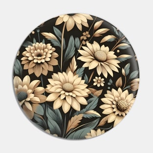 Beige Floral Illustration Pin