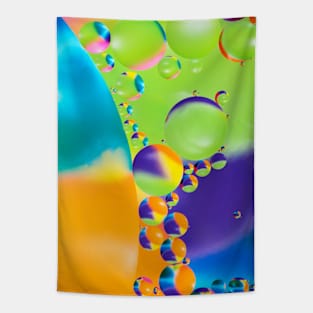 Colorful close up of oil drops in water Tapestry