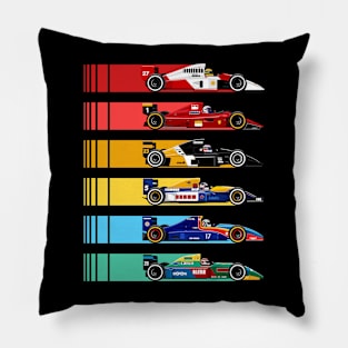 Retro Formula Race Cars Pillow