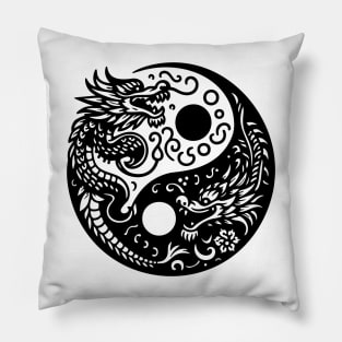 Ying yang two dragons Pillow