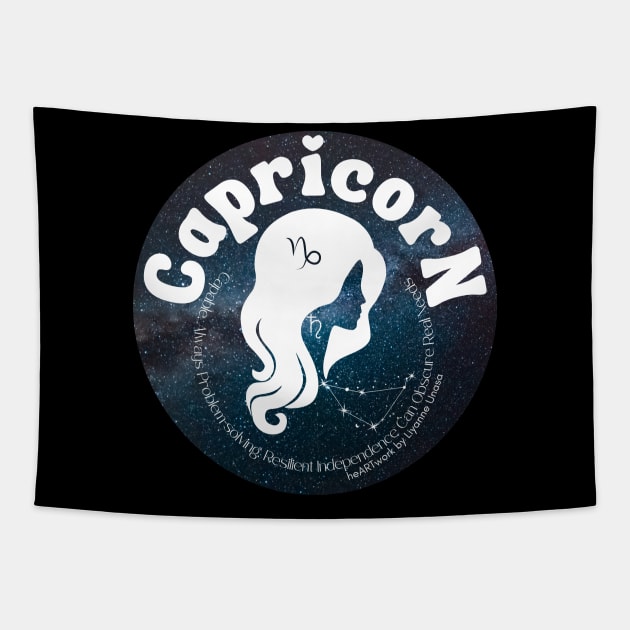 Cosmic Capricorn Zodiac Character Tapestry by HeartsLight