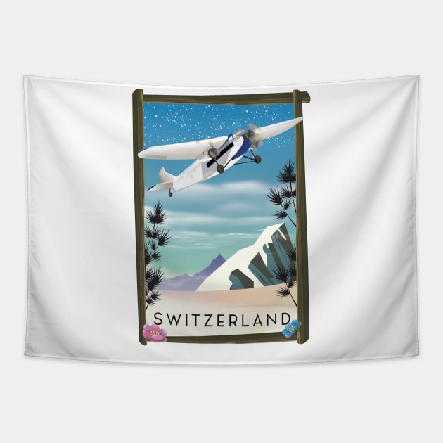 Switzerland travel poster Tapestry by nickemporium1