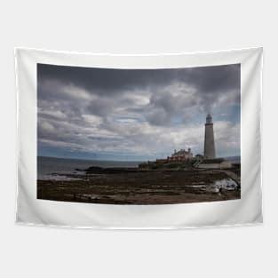 St Mary's Island under a stormy sky Tapestry