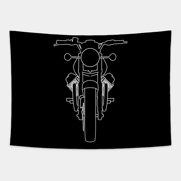 Moto Guzzi 850-T outline graphic (white) Tapestry by soitwouldseem