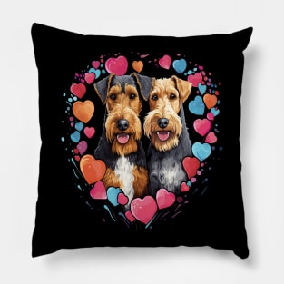 Airedale Terrier Couple Valentine Pillow