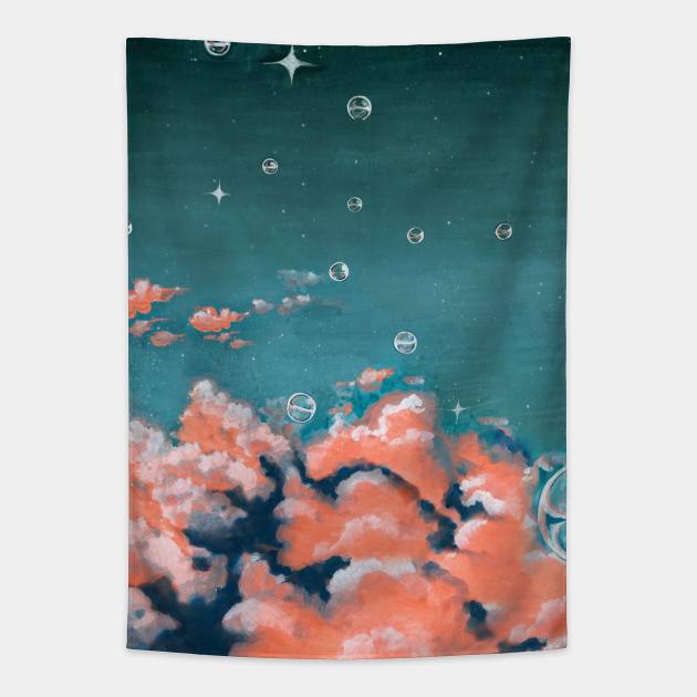 Pink Bubbly Clouds Tapestry by JJLosh