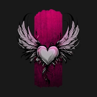 Celestial Embrace: Winged Valentine Heart T-Shirt