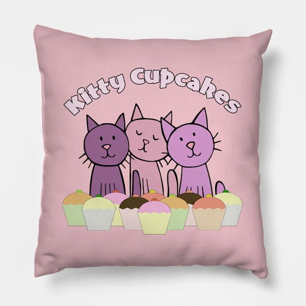 Kitty Cupcakes Pillow by SandraKC