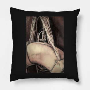 Life Preserver And Rope Detail textured photograph Pillow