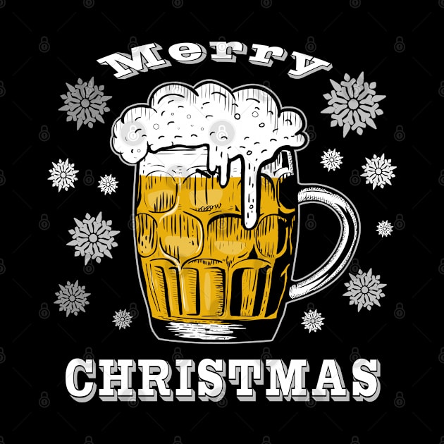 Funny Beer Drinkers Merry Christmas Snowflake Holiday by DesignFunk