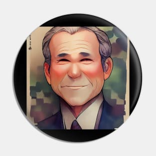 George W Bush | American President Portrait | Anime style Pin